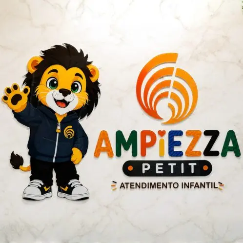 Mascote leão da Ampiezza Petit, linha de atendimento infantil