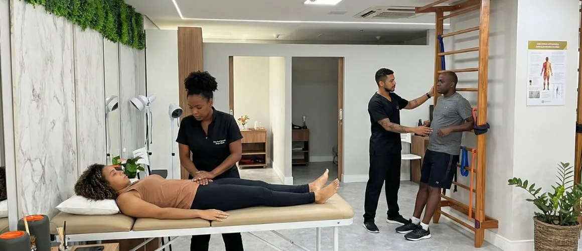 Sessão de fisioterapia ortopédica para hérnia de disco na Clínica Ampiezza Águas Claras